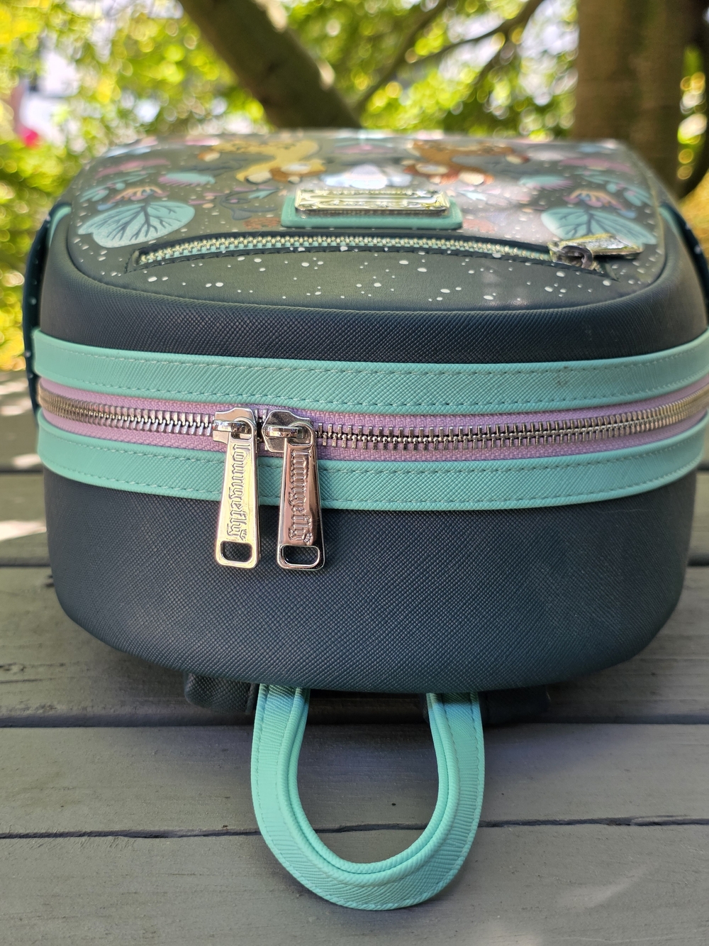 Loungefly Kids Bambi Floral Mini Backpack - Navy & Mint - Picture 8 of 11